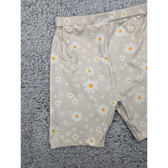 Princess Polly Shorts Size 2 Biker Pull On Stretch Floral Daisy Boho Cream - Picture 3 of 11
